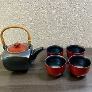 Kotobuki Japan Tea Set Red Charcoal NEW